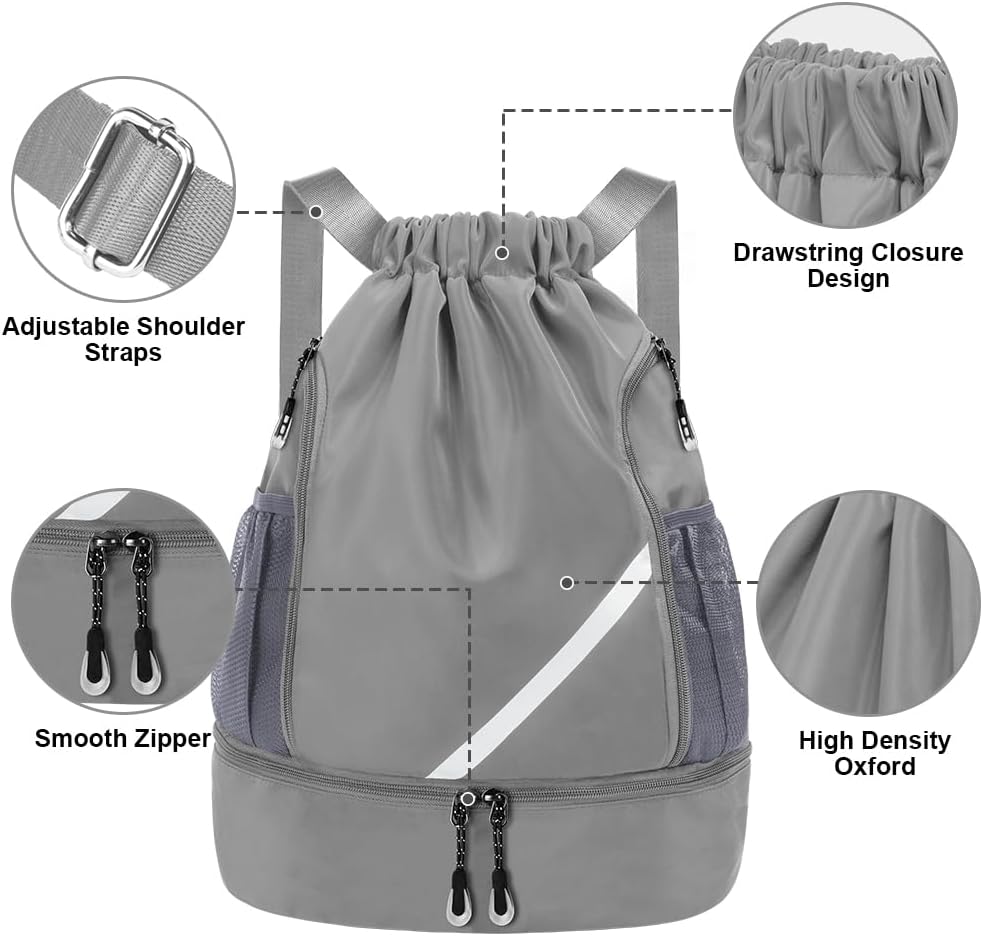 Thumbnail 3 de flintronic Mode Sport Rucksäcke: Großer 20-Liter-Kordelzug mit Schuhfach und Netz-Taschen