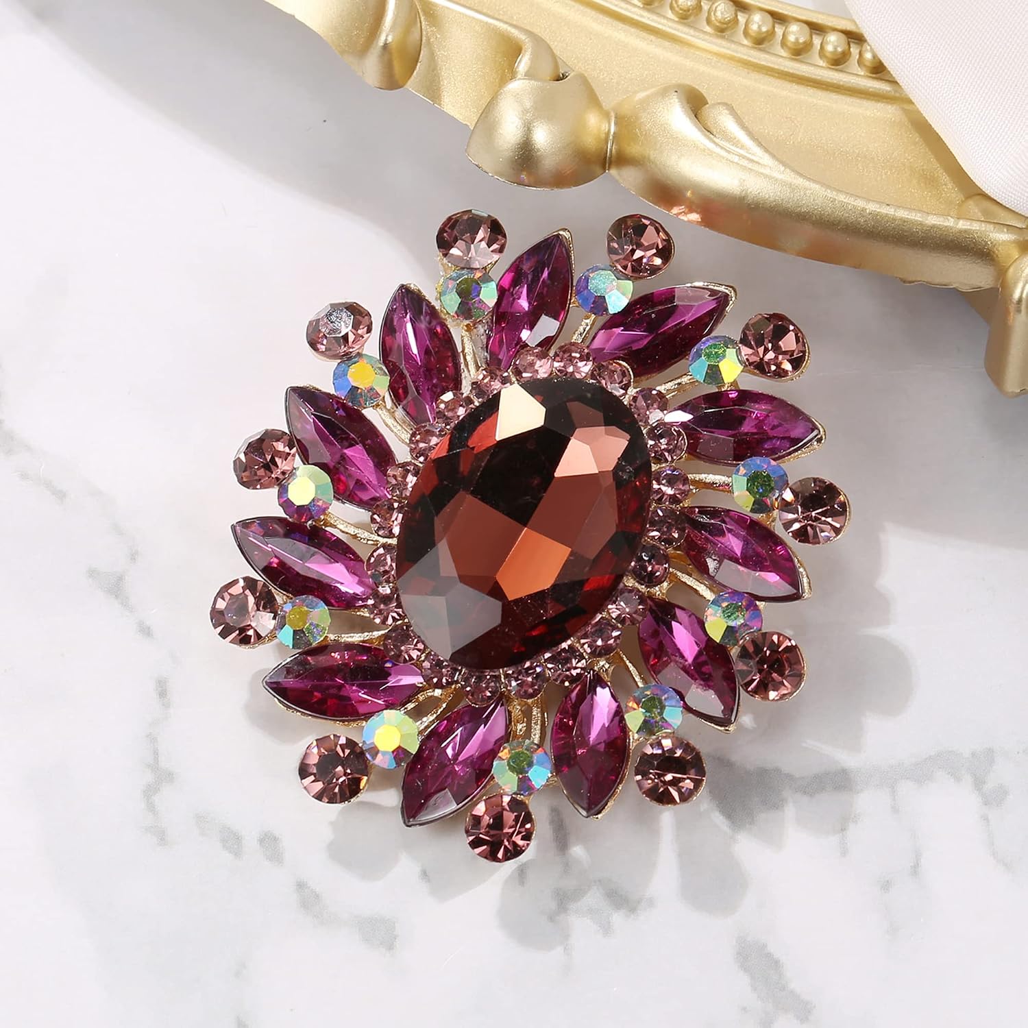 Detalle 2 de Clearine Splendido Ovale Marquise Cristalli Austriani Spilla di Strass per Donne