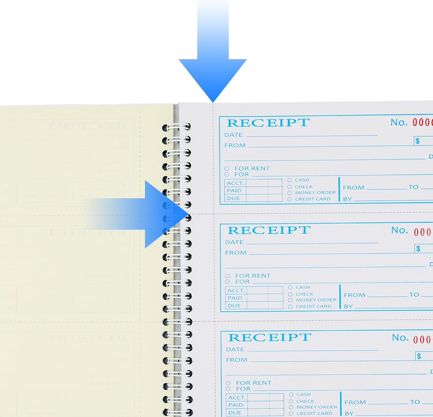Detalle de Zzrywuty Zzrywuty-005 Carbonless Money and Rent Receipt Book, 200 Sets