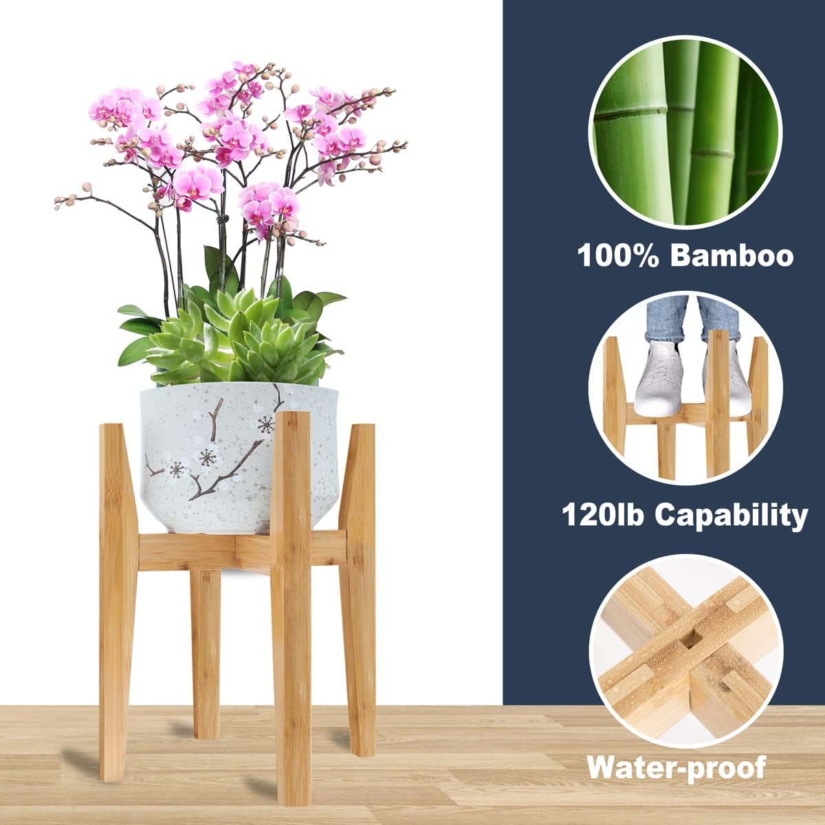 Detalle 2 de OERGKE 2-Pack Adjustable Plant Stand