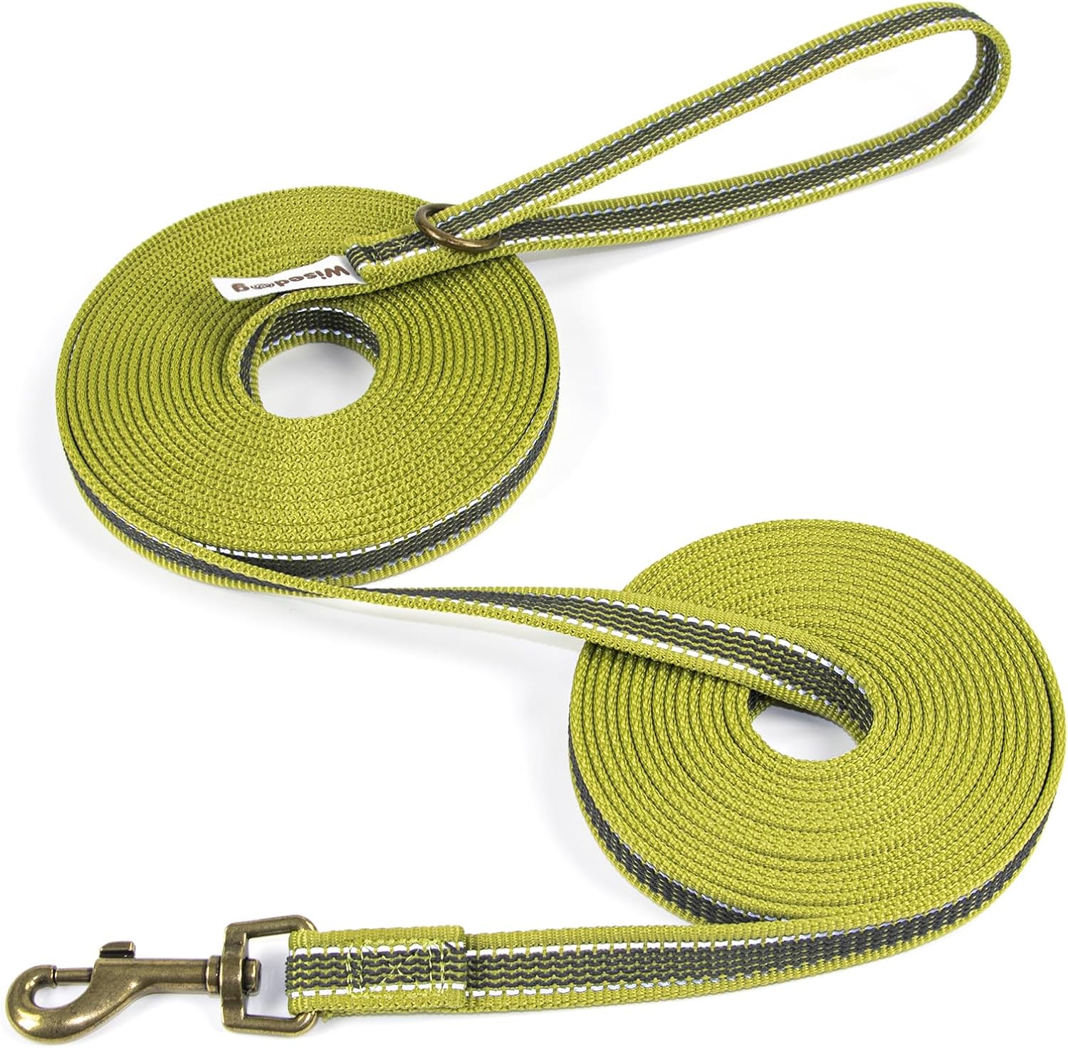 Detalle de Wisedog Green 3m Reflective Long Line Lead for Dogs – Lightweight, Non-Slip, 2.0cm Wide