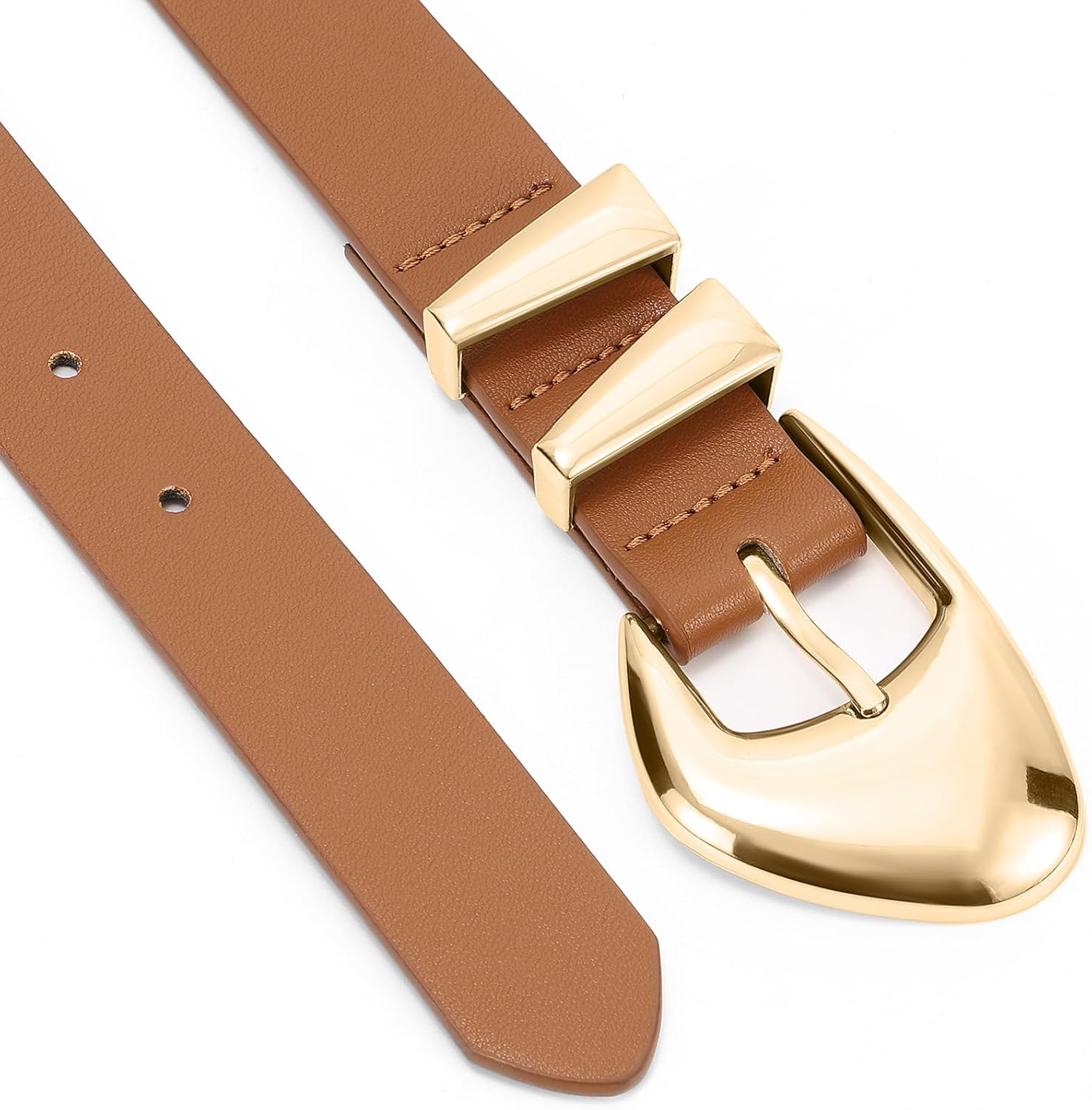 Thumbnail 2 de XZQTIVE women’s leather-look belts with gold buckle for jeans and dress pants (black/brown)