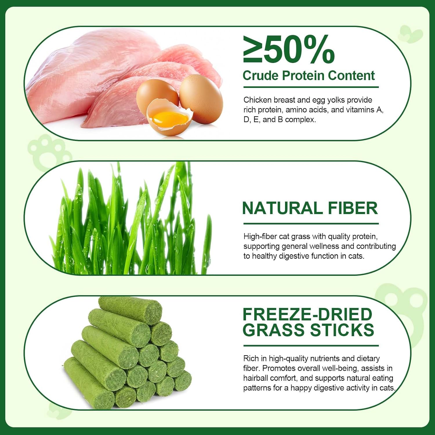 Detalle de Katzengras Snacks für Innen – Gefriergetrocknet, 80 g | Huhn, Fischöl & Haarballenreduzierung