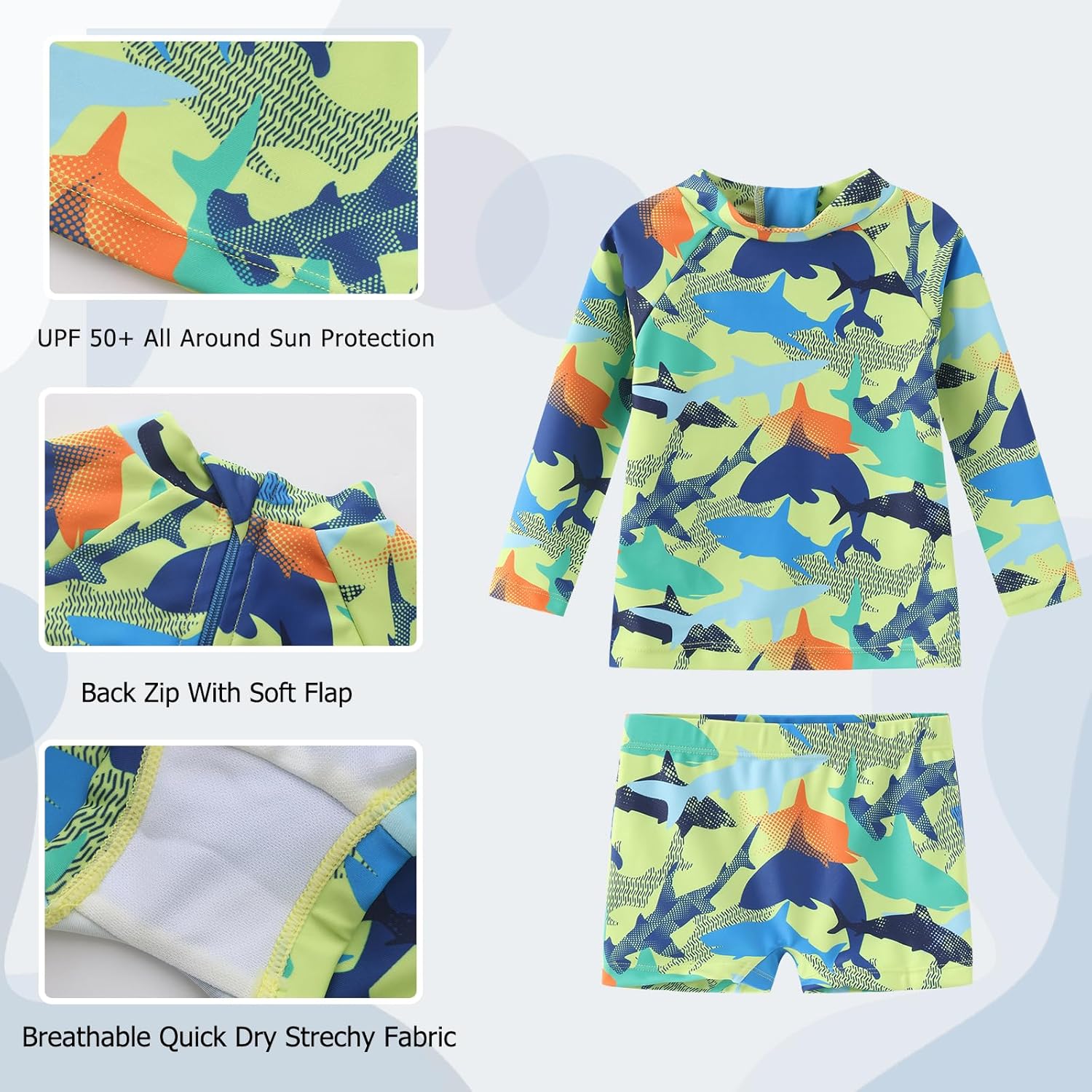 Thumbnail 2 de UV Shirt & Badeshorts Set für Jungen – Zweiteiliges Langarm-Schwimmset mit UPF50+ (62, 110/6 Monate–5 Jahre)