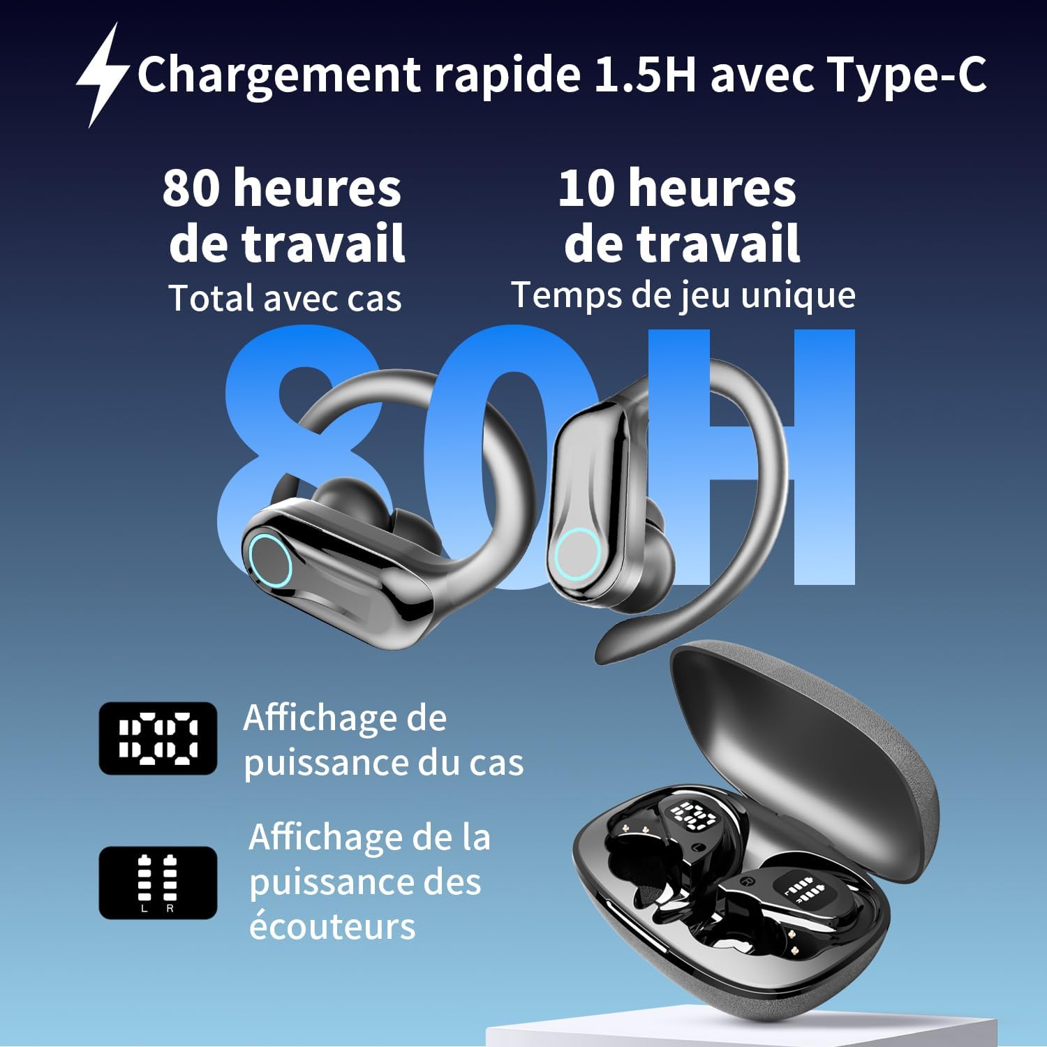 Detalle de AI Écouteur Traducteur Vocal Instantané 3 en 1 — Traduction en Temps Réel, Bluetooth 6.1, 8 h d’écoute
