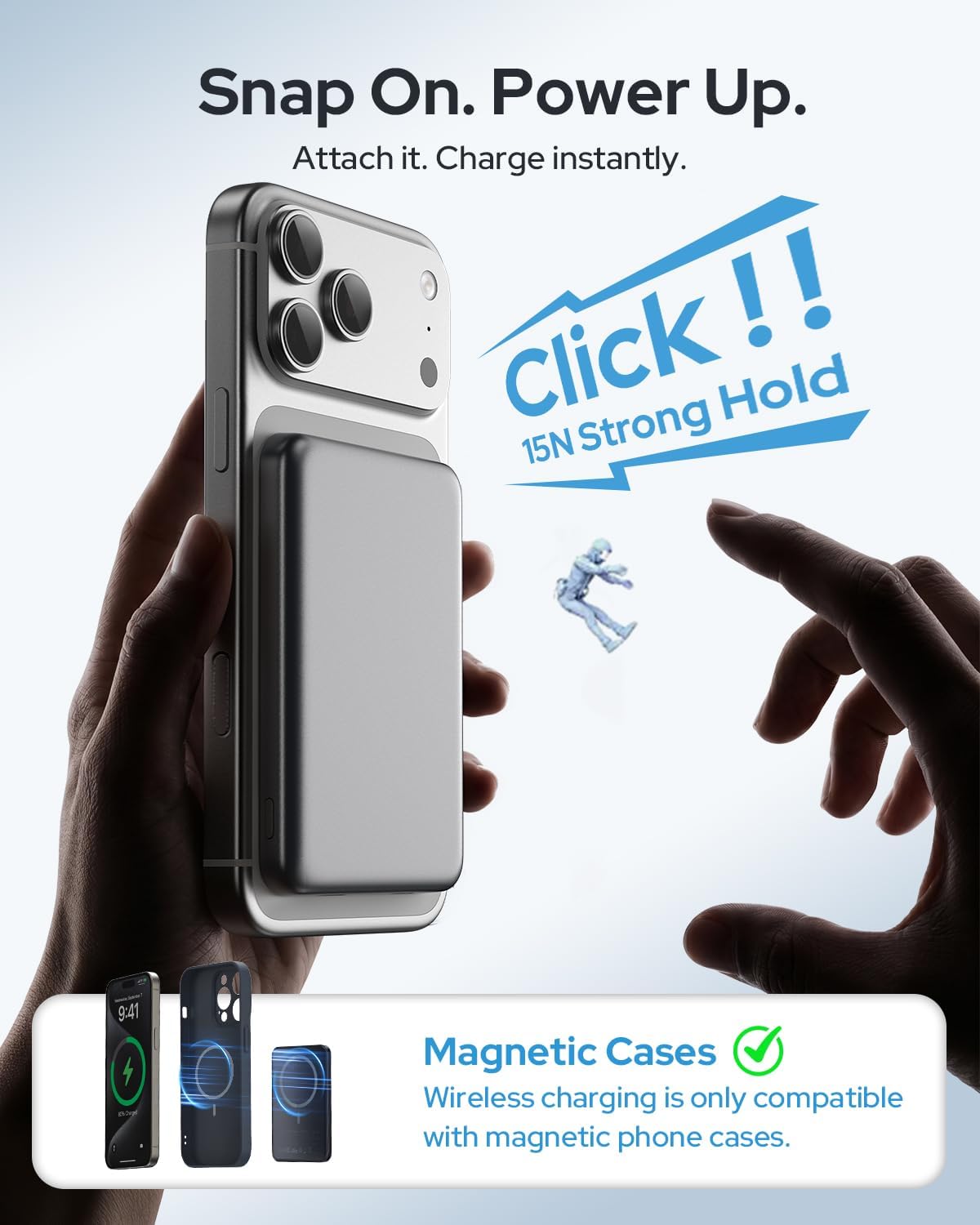 Thumbnail 1 de for Magsafe Power Bank, 5000mAh Slim Wireless Portable Charger