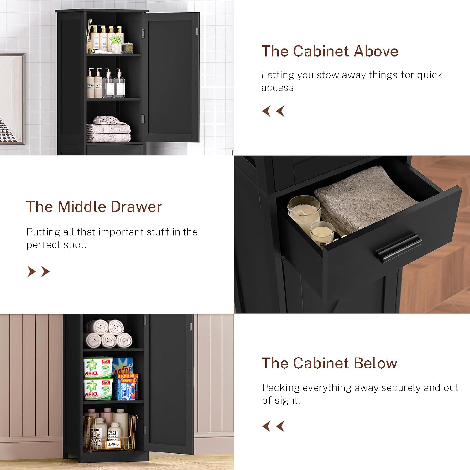 Detalle 2 de TEENFON Tall Bathroom Storage Cabinet, 6 Shelves