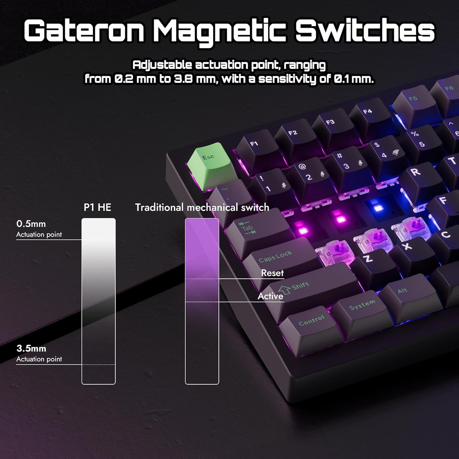Thumbnail 2 de LEMOKEY P1 HE 75% Wireless Mechanical Keyboard with Magnetic Gateron Switches — Fully Assembled (Black)