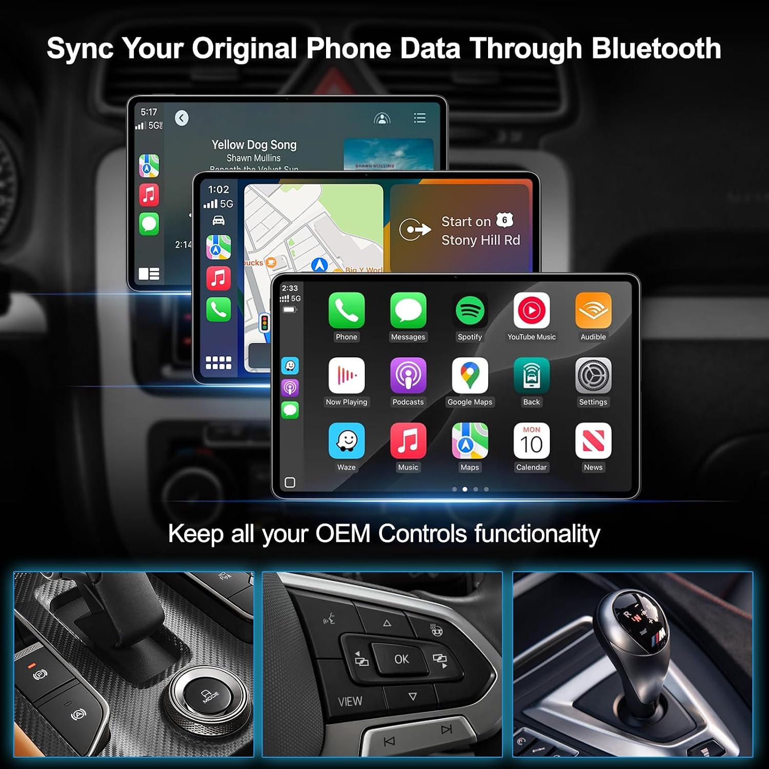 Detalle de Yurnlv Magic AI Box: Wireless CarPlay & Android Auto Adapter with Built-in Play Store