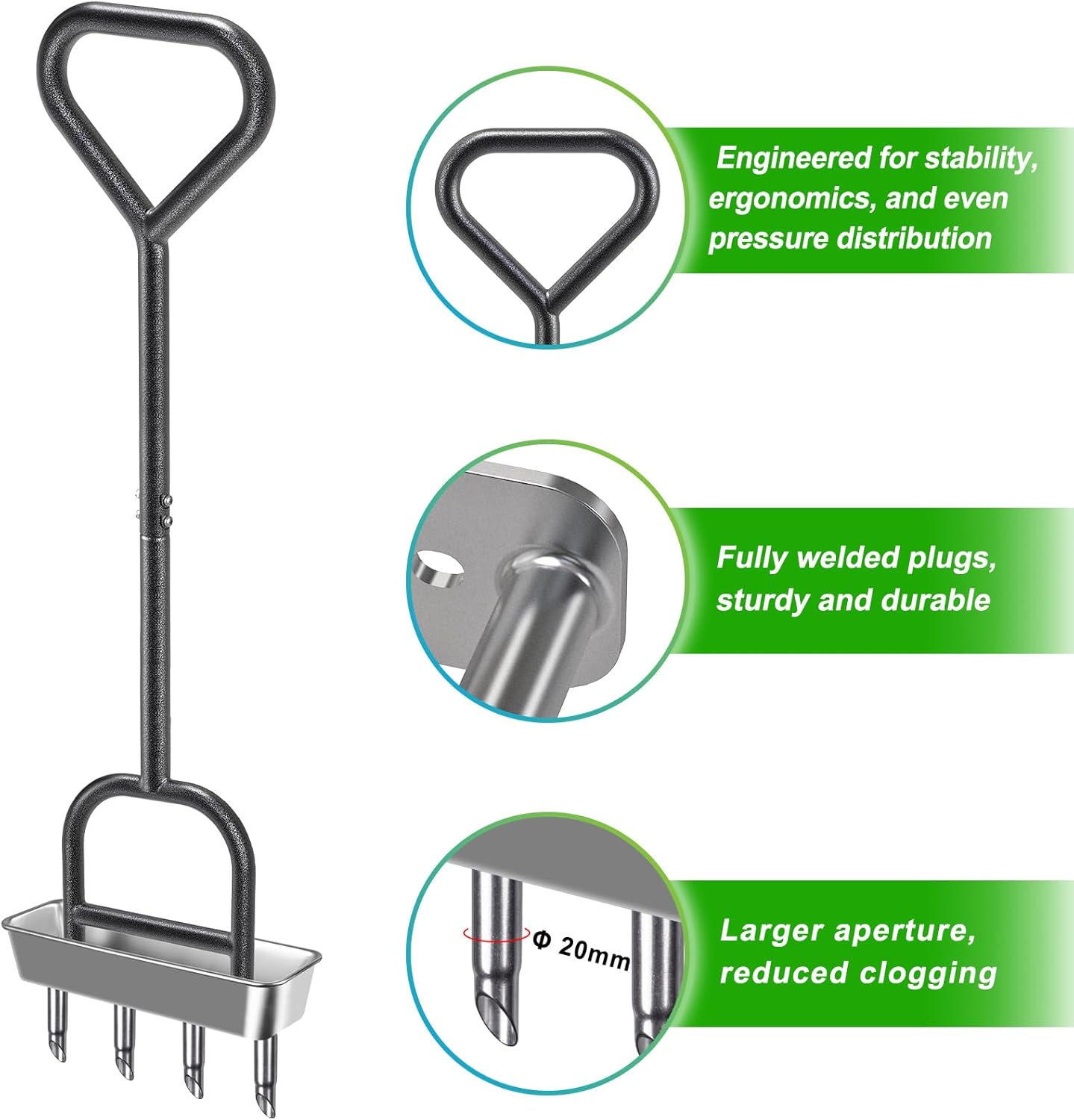 Thumbnail 2 de Dolibest Lawn Core Aerator with Hollow Tines and 4-Prong Triangle Handle