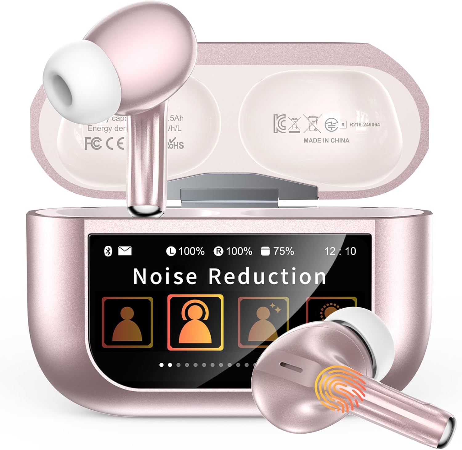Thumbnail 4 de ZZU Wireless Earbuds (Bluetooth 5.4) with Smart Touch Screen, ENC & 48H Playtime in Dark White