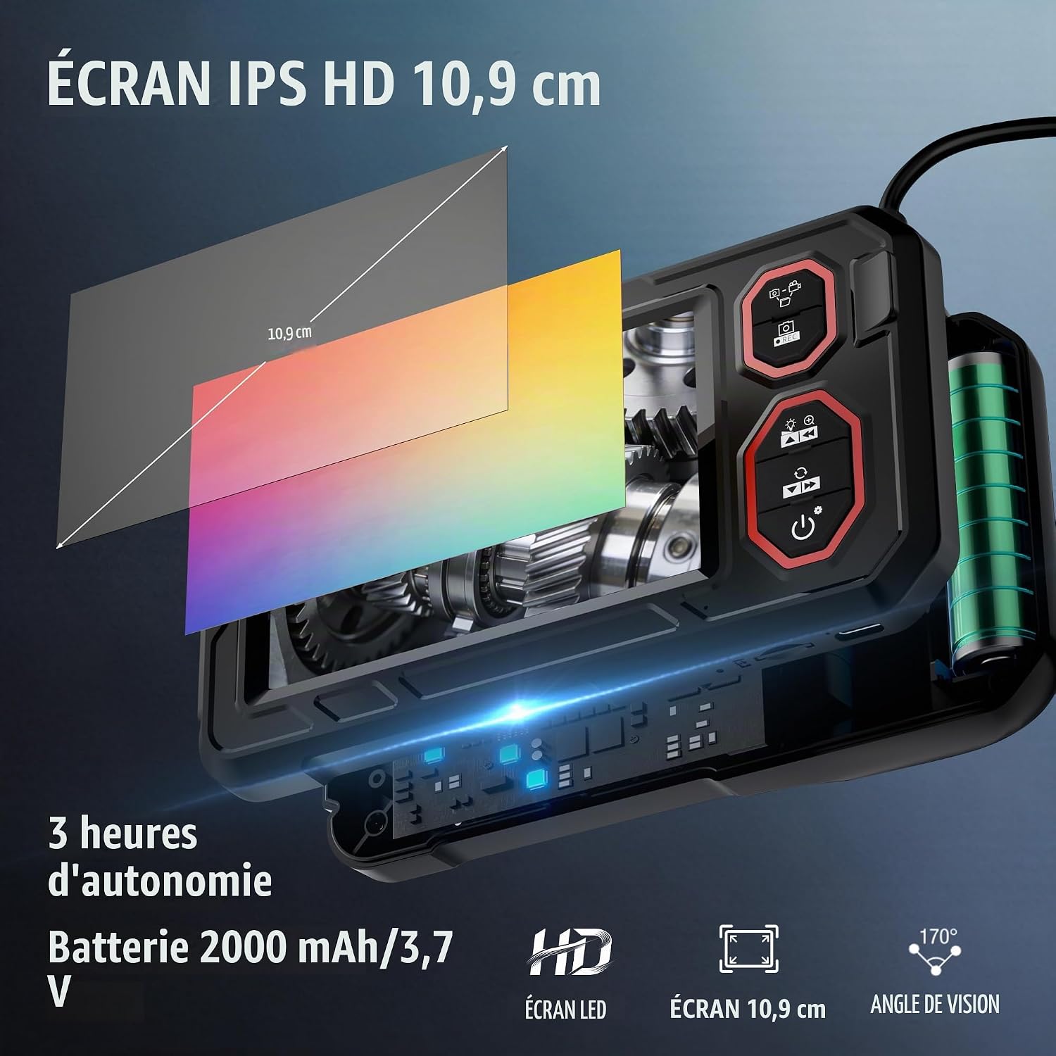 Thumbnail 1 de WORKPRO W113015 endoscoopcamera 1080p met dubbele lens en IP67-kabel