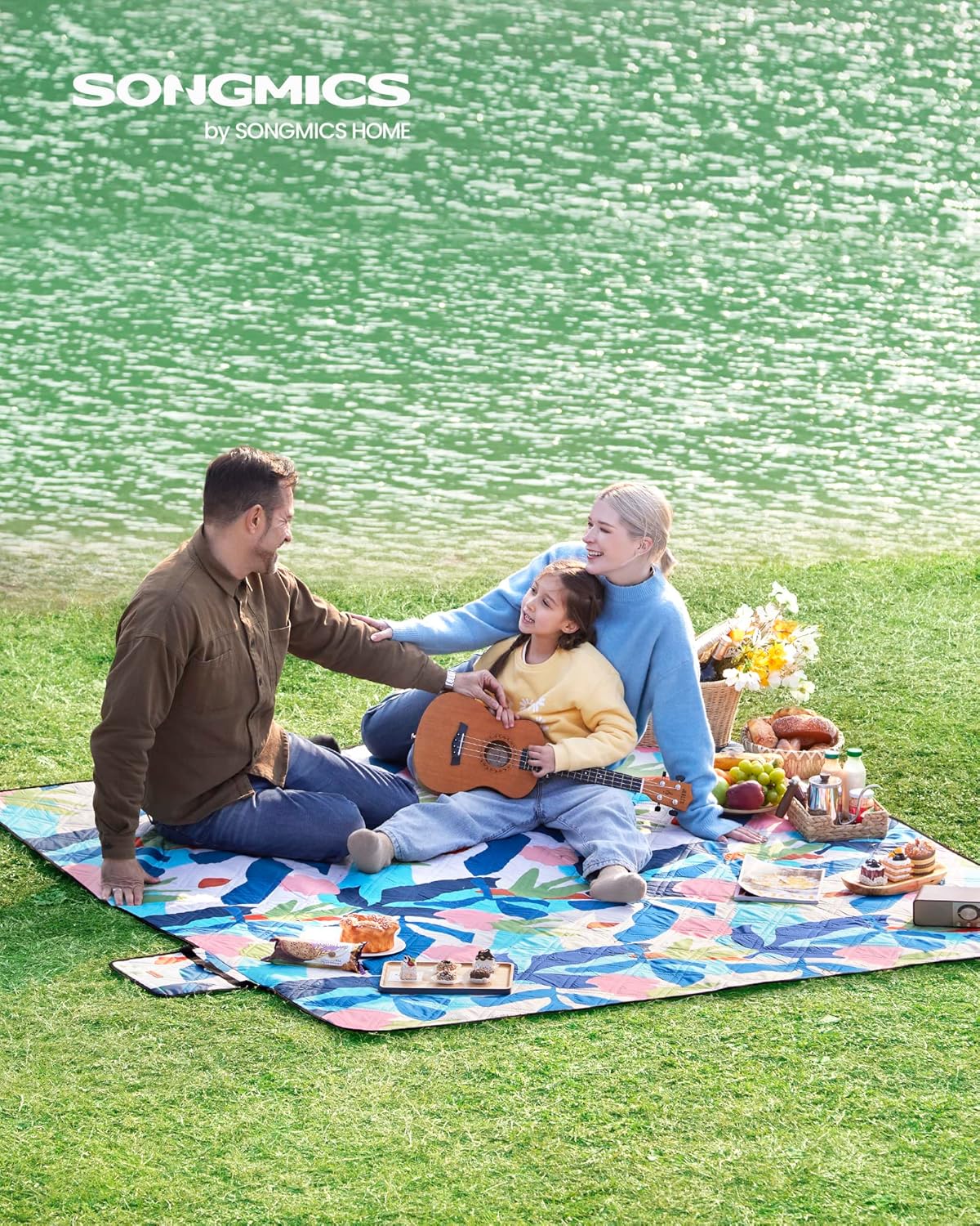 Thumbnail 1 de SONGMICS Picnic Blanket 200 x 150 cm: Large, Waterproof & Foldable Fern Pattern