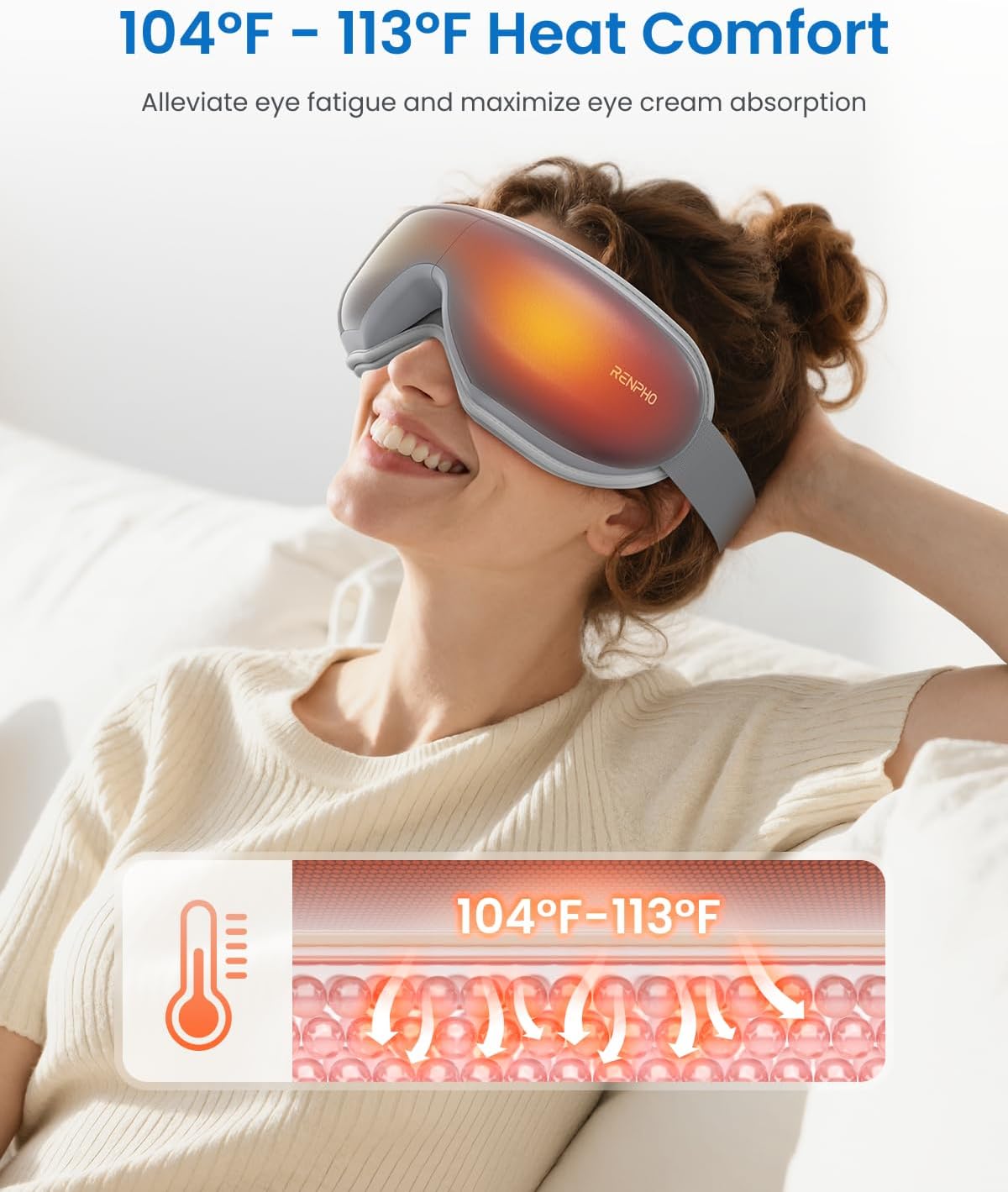 Detalle 2 de RENPHO Eyeris 1 Eye Massager with Heat, Vibration & Bluetooth Music