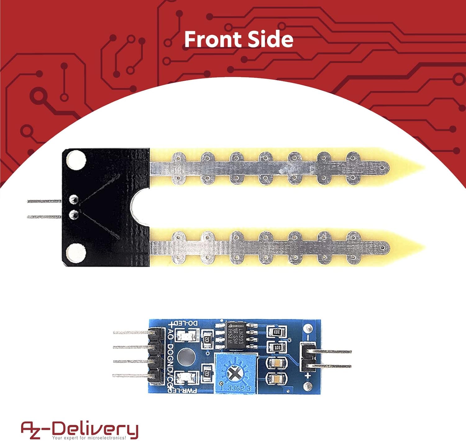 Thumbnail 1 de AZDelivery : lot de 3 capteurs d’humidité du sol pour Arduino (modules hygrométriques)