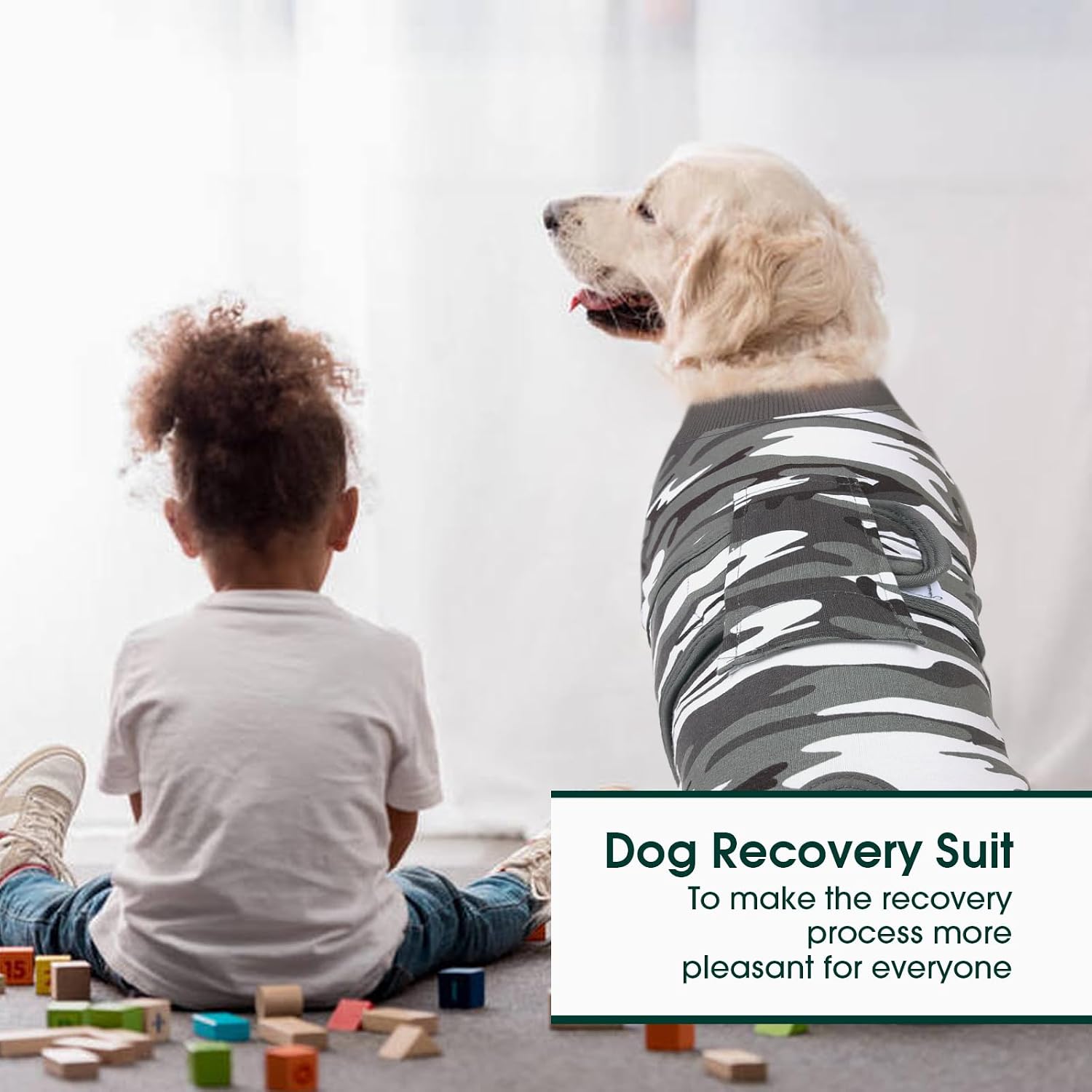 Detalle de Kuoser Dog Surgery Recovery Suit (Greycamo XL) – a practical post-op care alternative to the cone