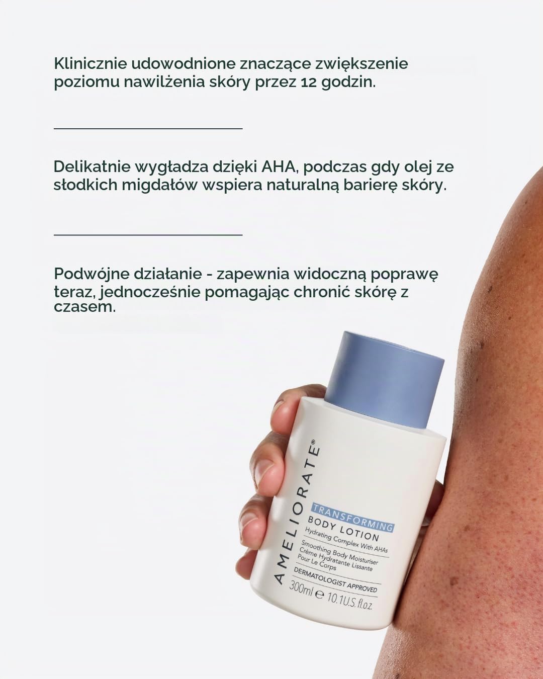 Detalle 2 de AMELIORATE Transforming Fragrance Free Body Lotion 500 ml, balsam z AHA