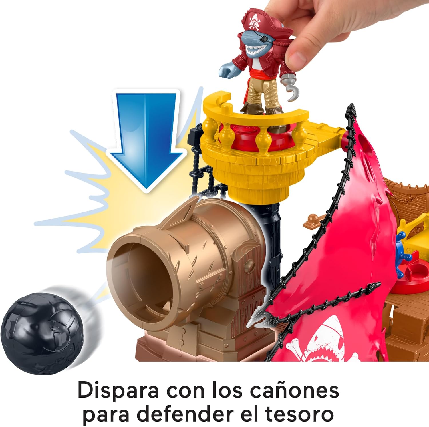 Thumbnail 4 de Fisher-Price Imaginext Barco pirata con tiburón y figuras 🚢