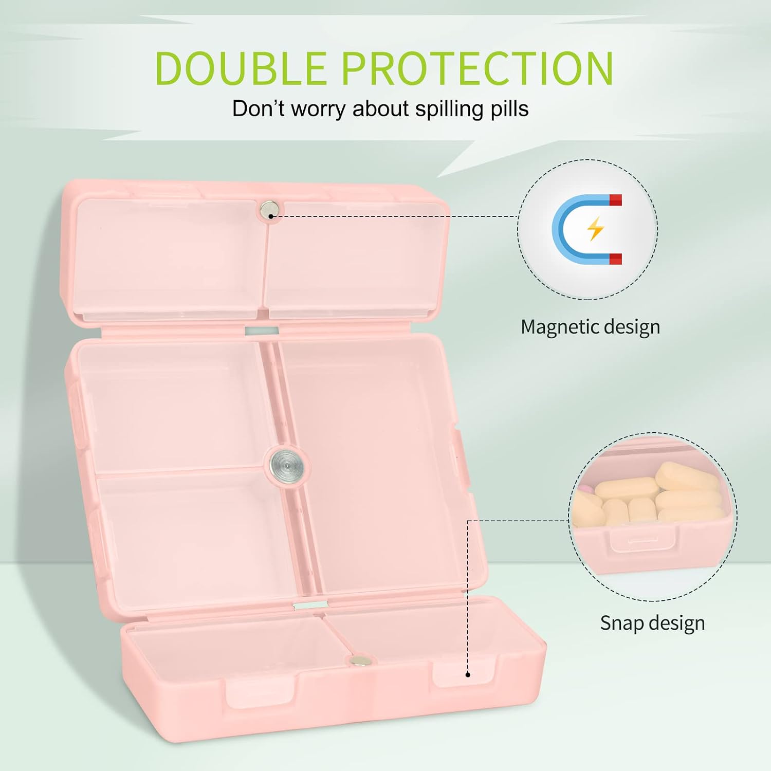 Thumbnail 4 de Simpolor 7 Day Pill Box Organiser – Large Capacity Folding Design in Pink