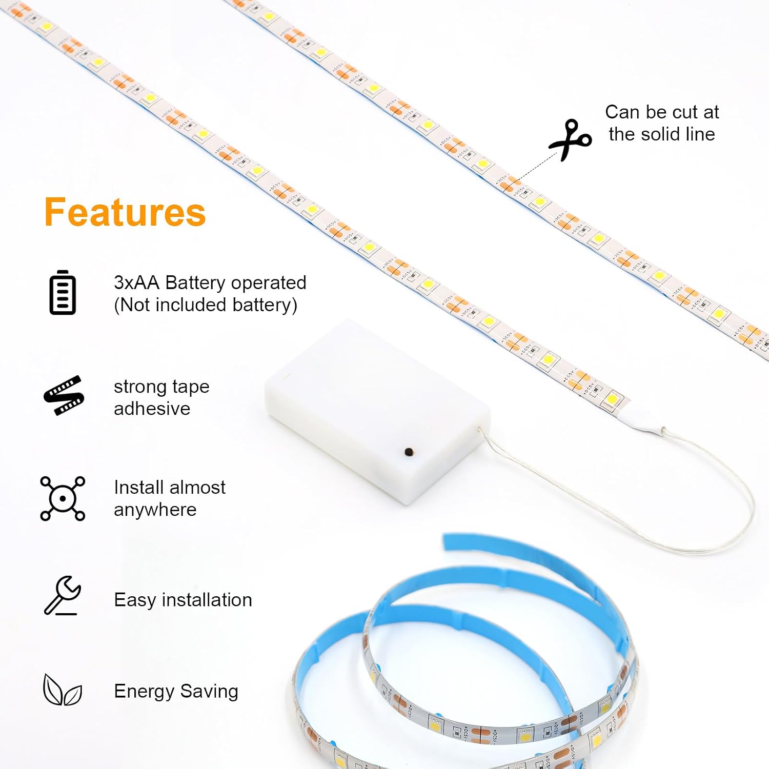 Detalle 2 de Auting YD-FPC-2835-120LED-12V-10MM-8w batterij-ledstrip, 1 m, warmwit