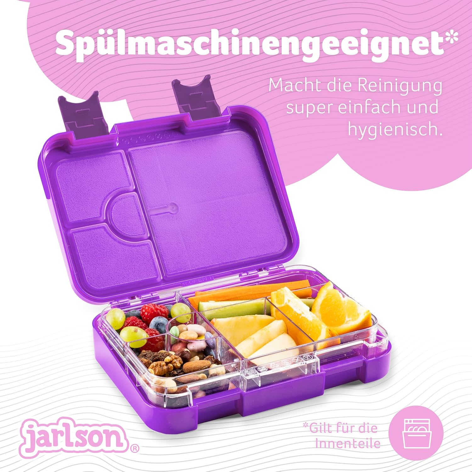 Detalle 2 de Jarlson TONI : boîte à goûter enfant, 6 compartiments, sans BPA – idéale pour l'école et la maternelle