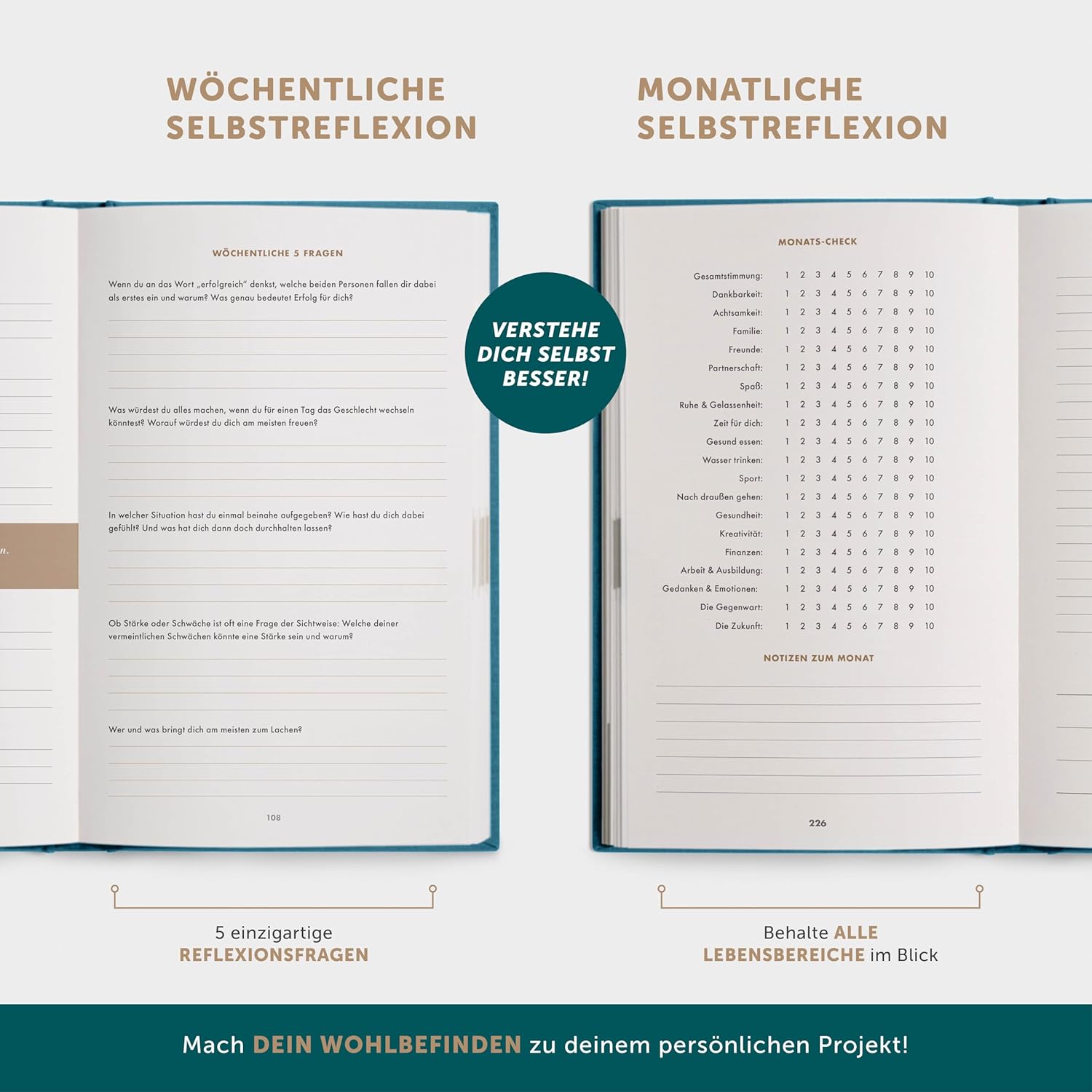 Detalle de 6-Minuten® Tagebuch für Erwachsene 2026 (Das Original) – Dankbarkeit & Achtsamkeit auf 6-Minuten-Niveau