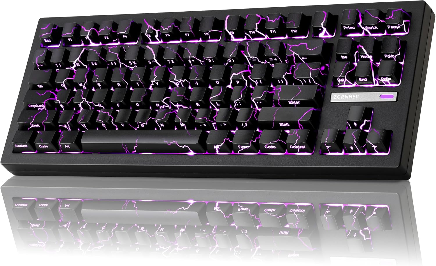 Detalle de ZORNHER ZH870 Wireless Gaming Mechanical Keyboard – 80% Creamy Sound, IMD Keycaps & Hot-Swappable