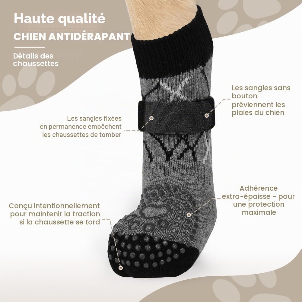Detalle de Adiwo Lot de 2 paires de chaussettes antidérapantes pour chien – protection et confort pour pattes sensibles