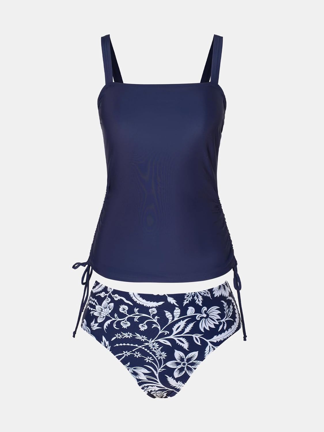Detalle de CUPSHE Tankini femme à col carré et taille haute – deux pièces, bretelles réglables et cordon de serrage