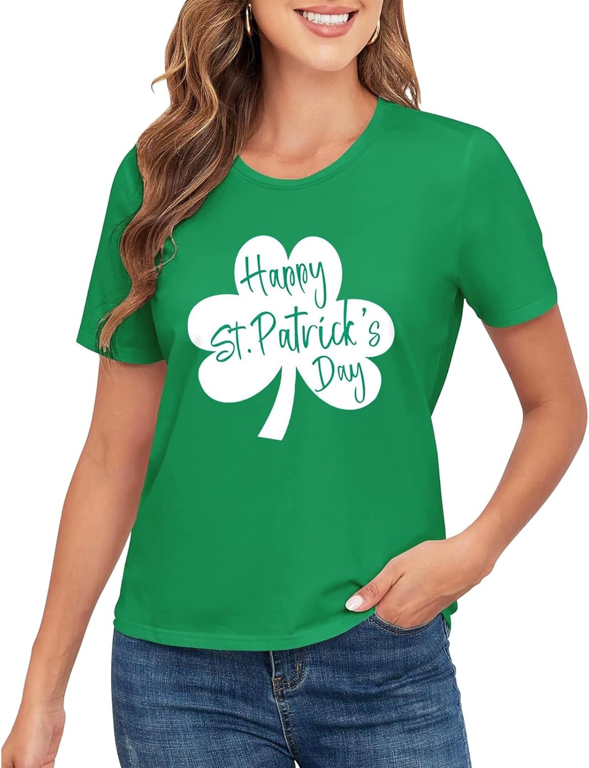Detalle 2 de SEDEX St Patrick's Day Tops Women Shamrock T Shirt – Soft, Slim-Fit St. Patrick’s Day Tee