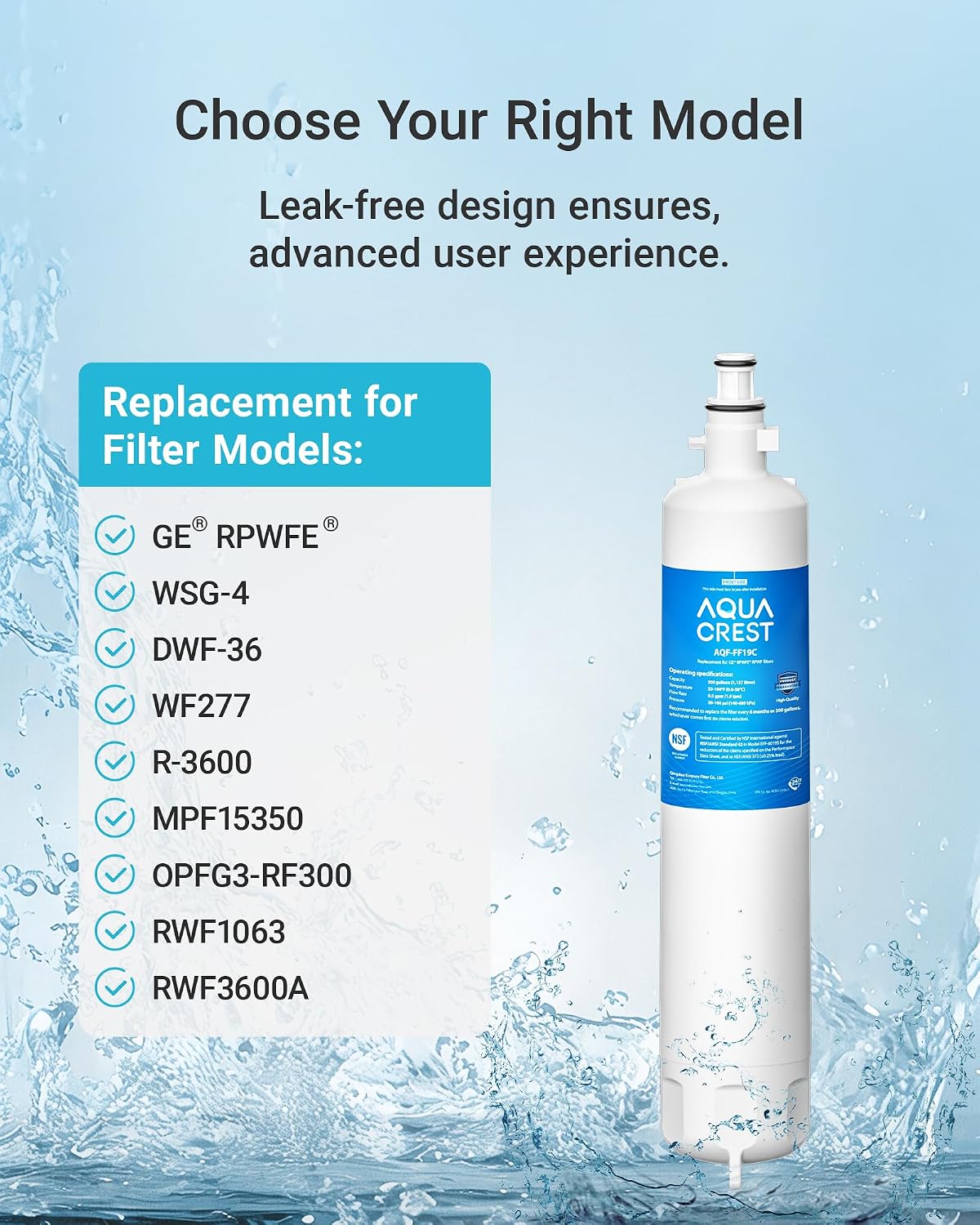 Detalle de AQUA CREST refrigerator water filter AQF-FF19C