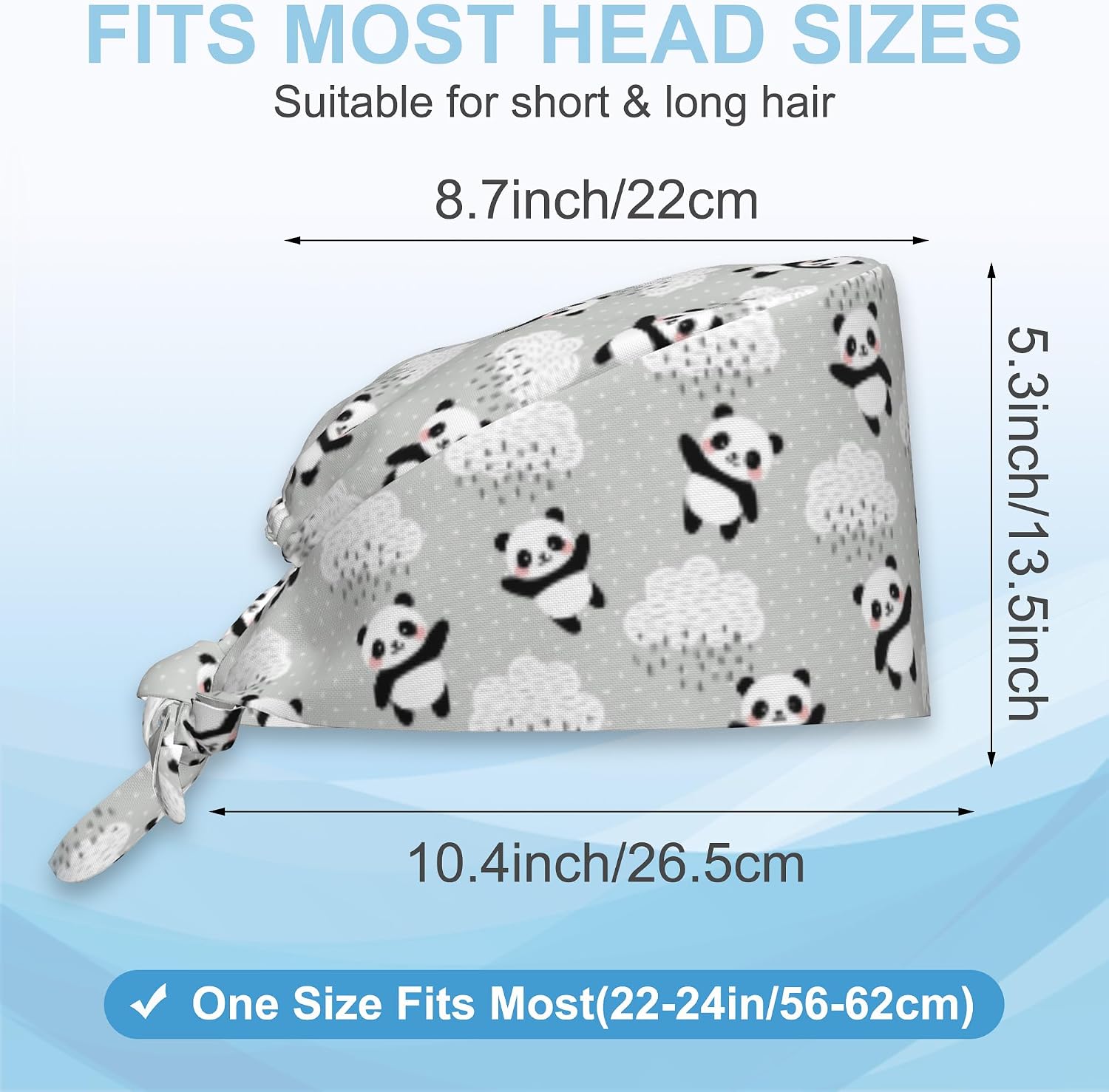 Detalle de OHEGBXE Adjustable Polyester Scrub Cap with Sweatband and Tie-Back Fit