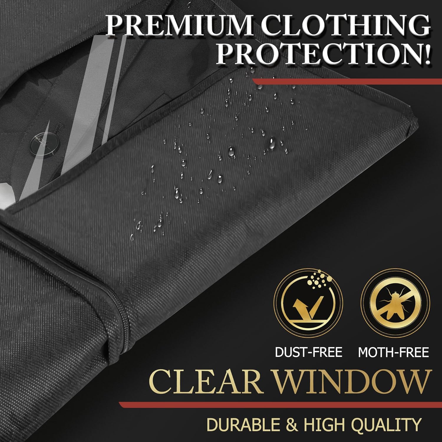 Thumbnail 4 de Hleelomi 5-Pack 40-inch Suit Bag Garment Bag with Zipper & Clear Window (Black)