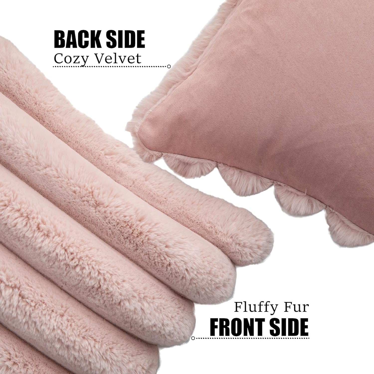 Thumbnail 1 de Neelvin 2er-Set Plüsch-Kissenhüllen aus Kunstpelz (Pink), 55 x 55 cm