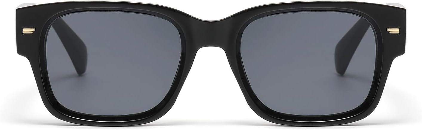 Detalle de LJCZKA Retro Thick Rectangle Sunglasses – Unisex Vintage Square Frames with UV400 Protection