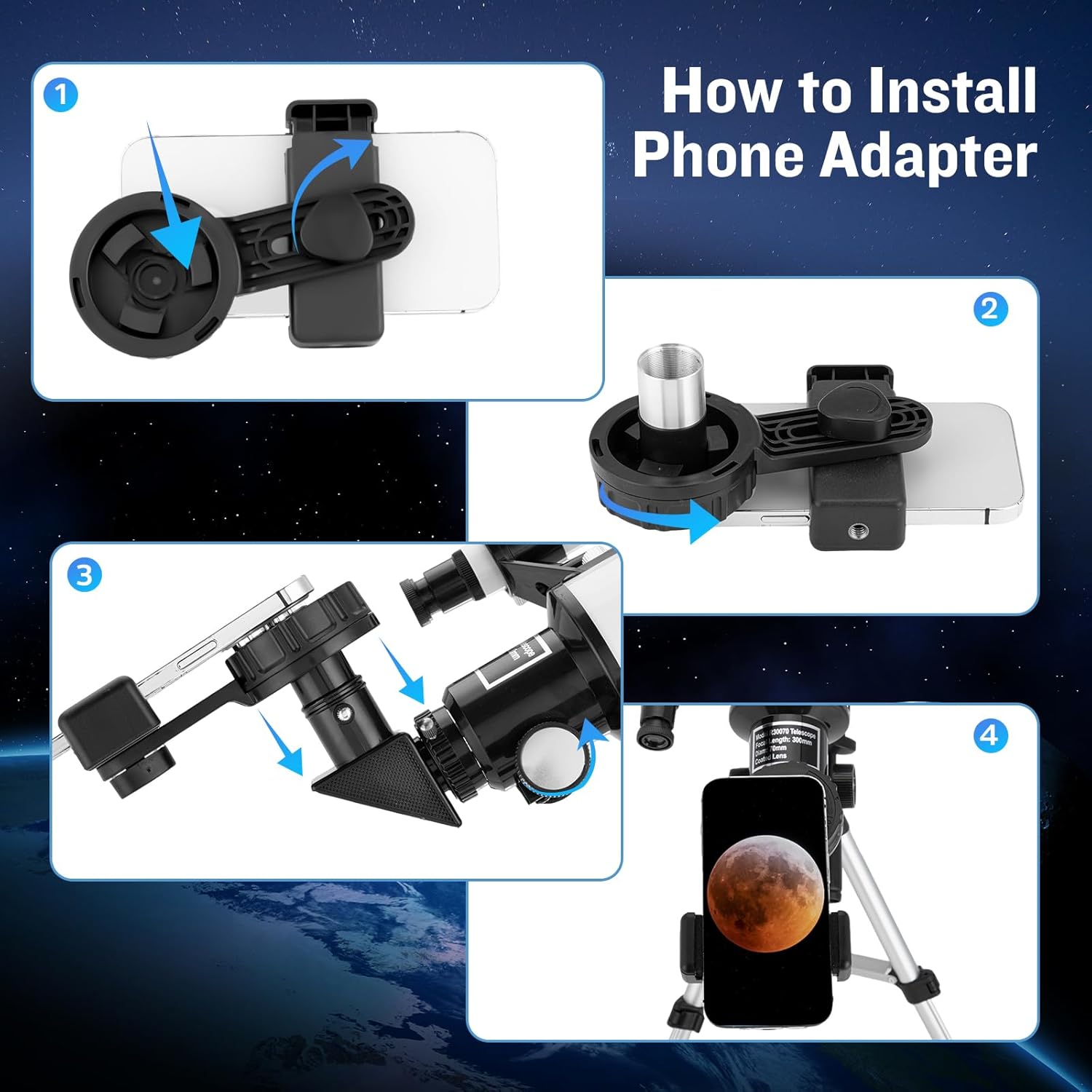 Detalle de Astronomisches Teleskop Refraktor 70/300 mm von Xyvolve – ideal für Anfänger