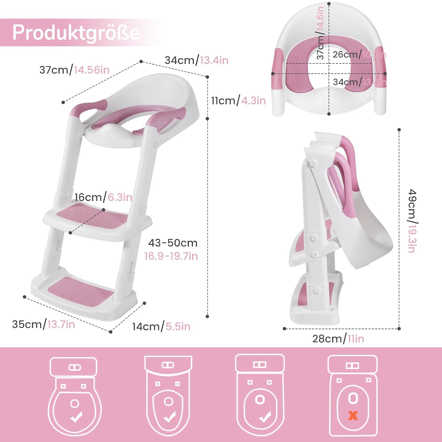 Thumbnail 5 de DEANIC Toilettensitz Kinder mit Leiter Rosa