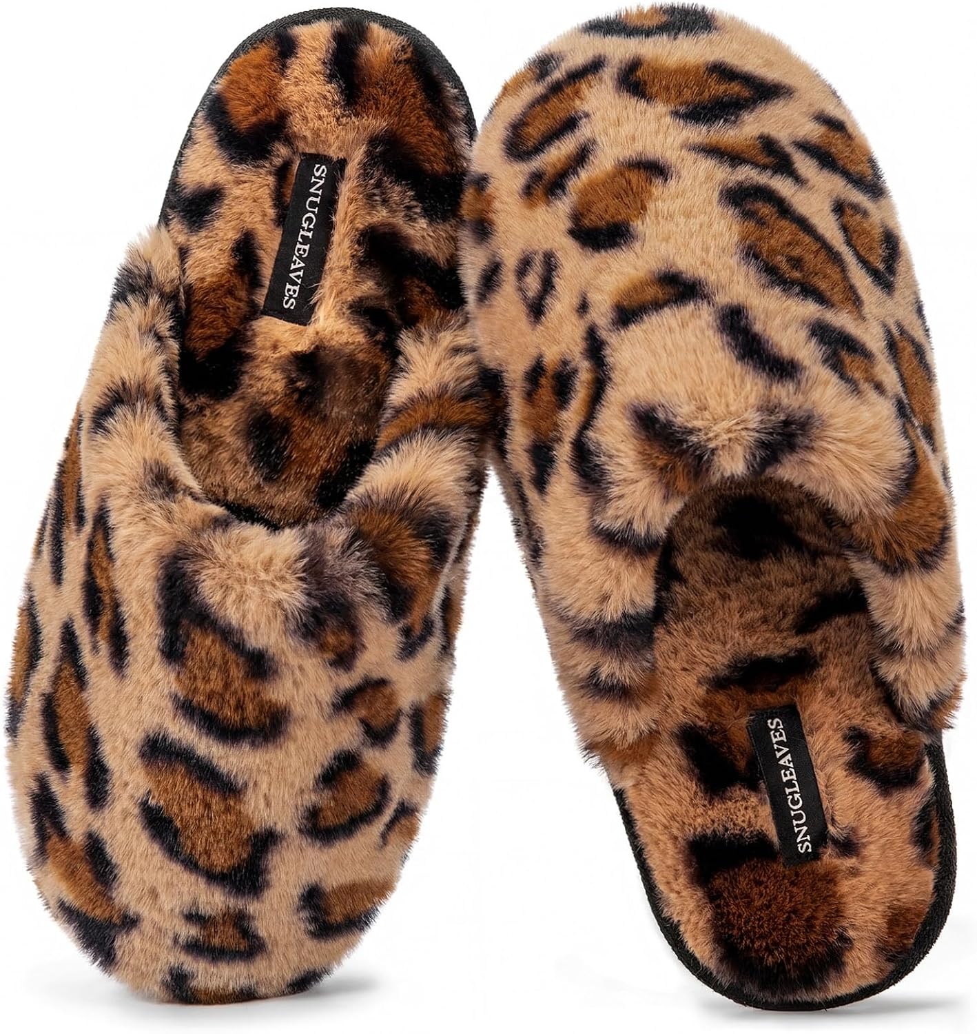 Detalle de Snug Leaves Women's Fuzzy Scuff Slippers with Memory Foam