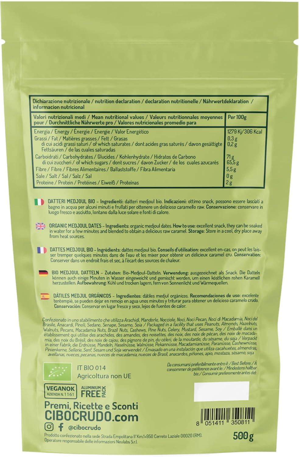 Thumbnail 1 de CIBO CRUDO Datteri Medjoul Bio Qualità Premium, 500g