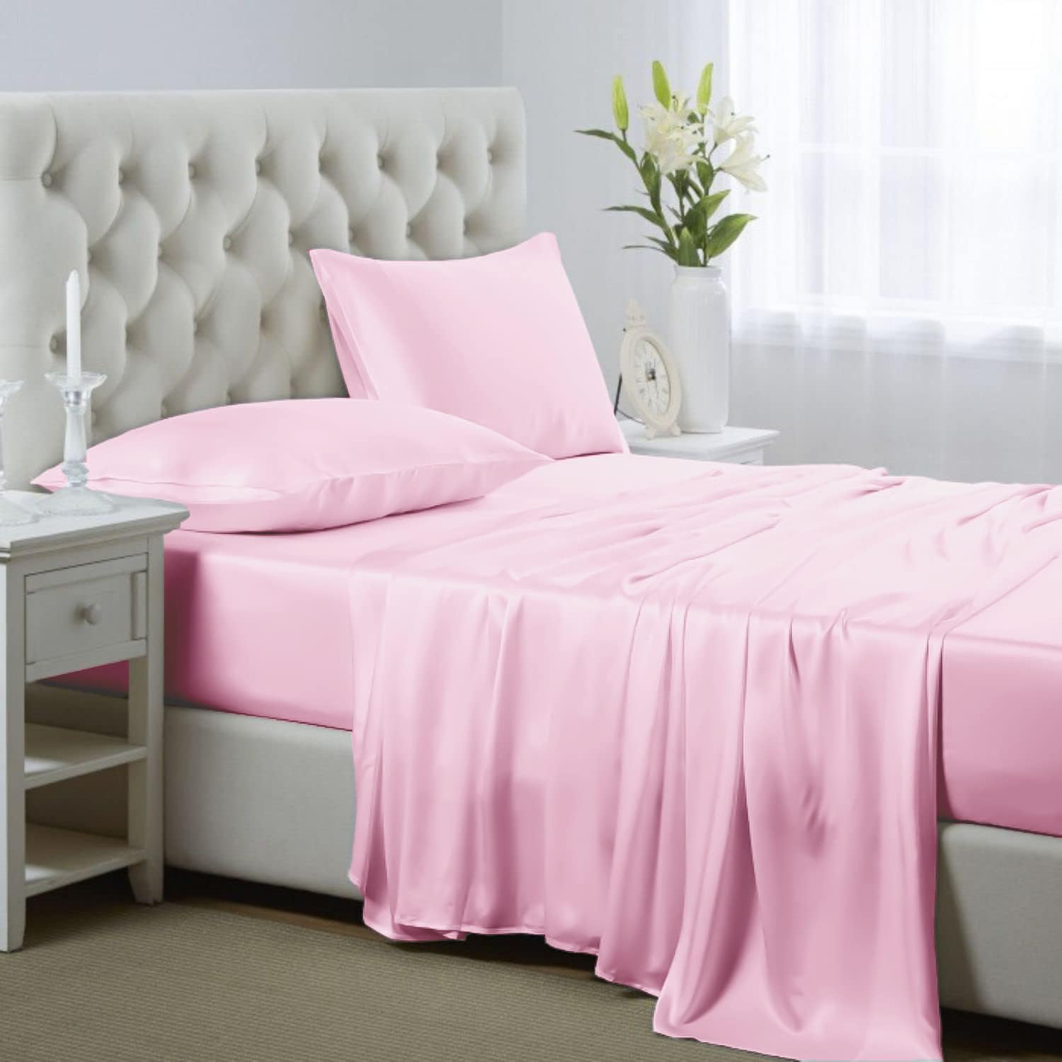 Detalle de Satin Bed Sheet Set, Twin Size