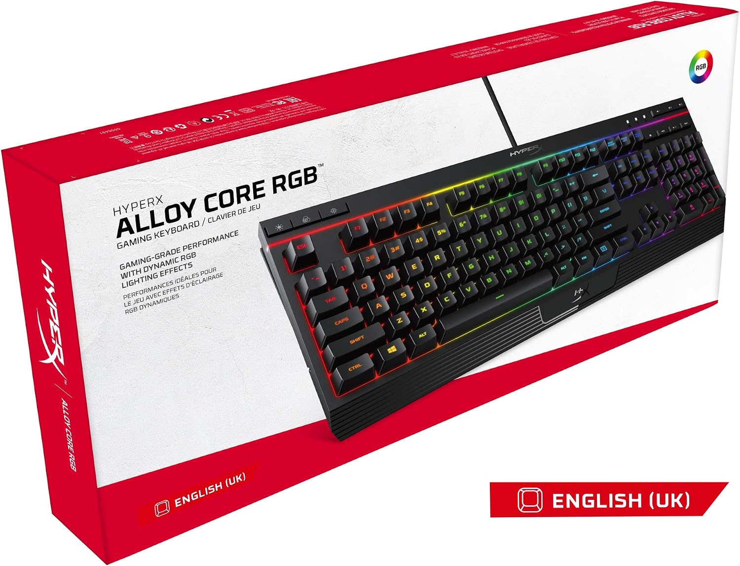 Detalle de HyperX HX-KB5ME2-UK Alloy Core RGB Membrane Gaming Keyboard (UK Layout)