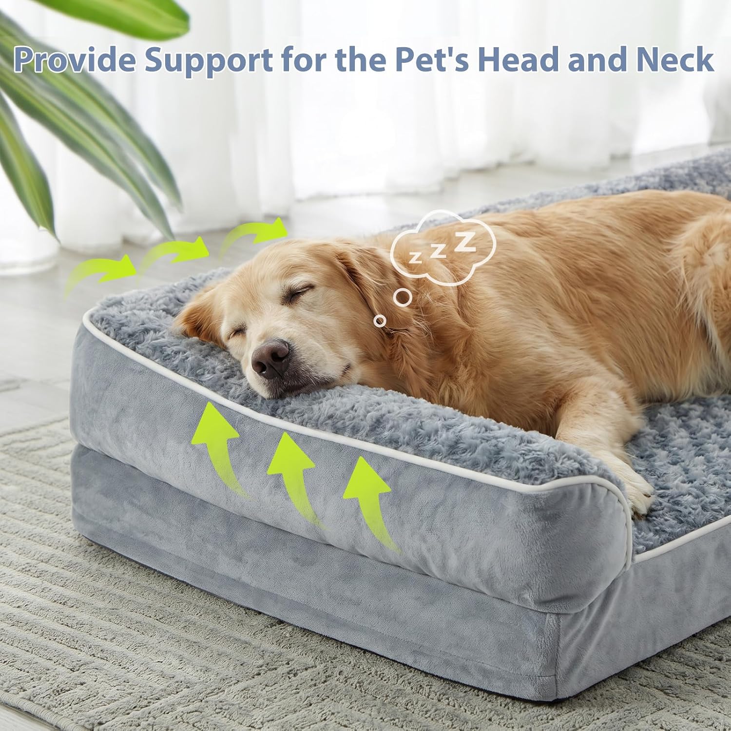 Detalle 2 de BFPETHOME Orthopedic Dog Bed, Egg-Crate Foam, Washable Waterproof Cover