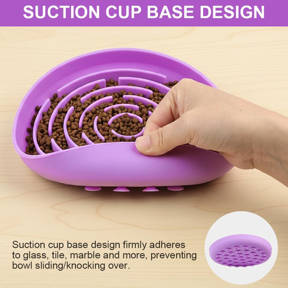 Detalle de OFFCUP Slow Feeder Dog Bowl (Purple) – silicone anti-choke, anti-bloat slow food bowl with suction cup
