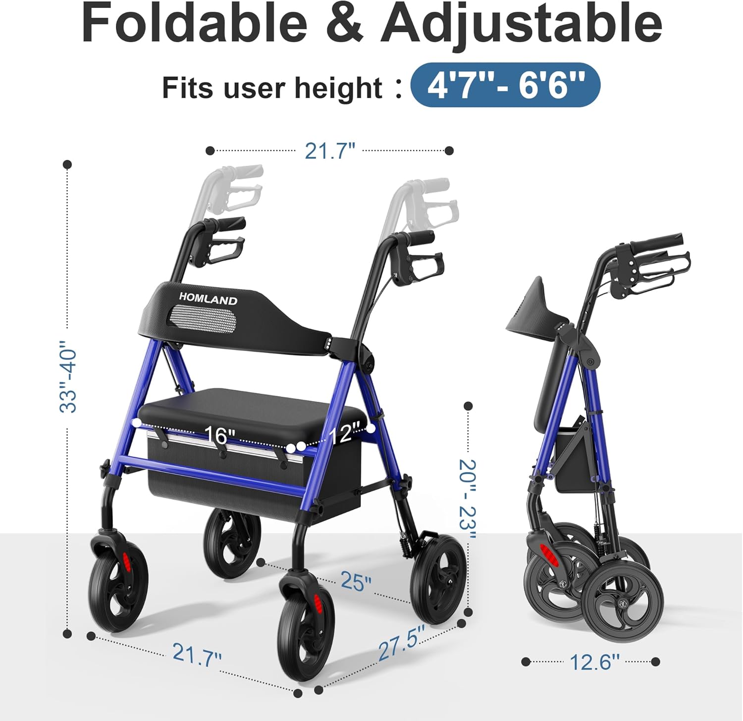 Detalle de HOMLAND rollator walker 350 lb capacity