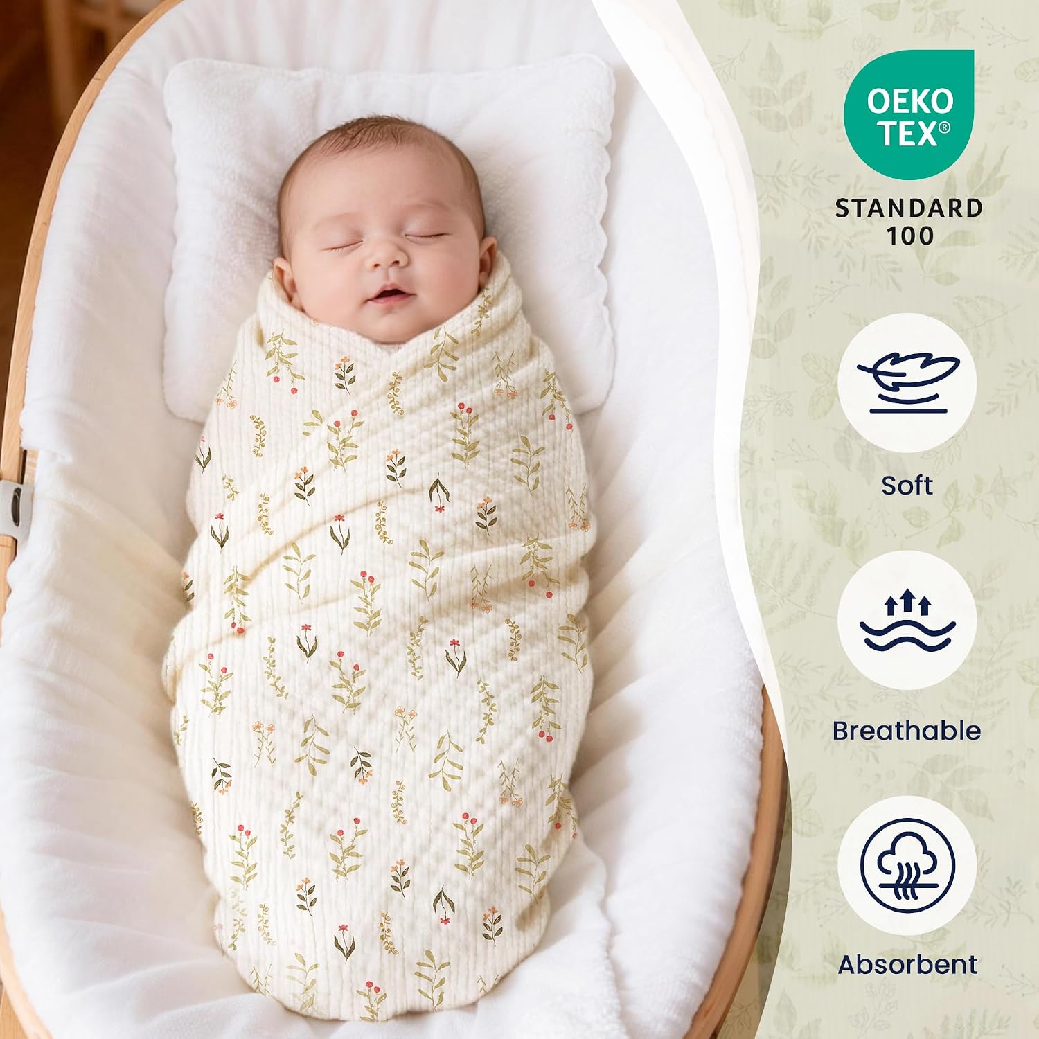 Detalle de EXQ Home Muslin Swaddle Blankets, Cotton