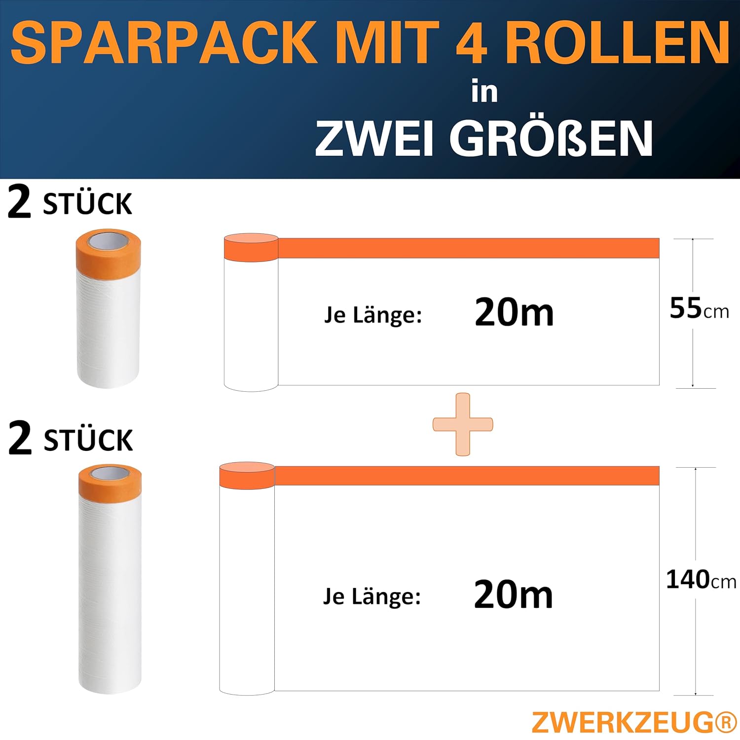 Detalle 2 de ZWERKZEUG 80 m Abdeckfolie mit Klebeband 🎨