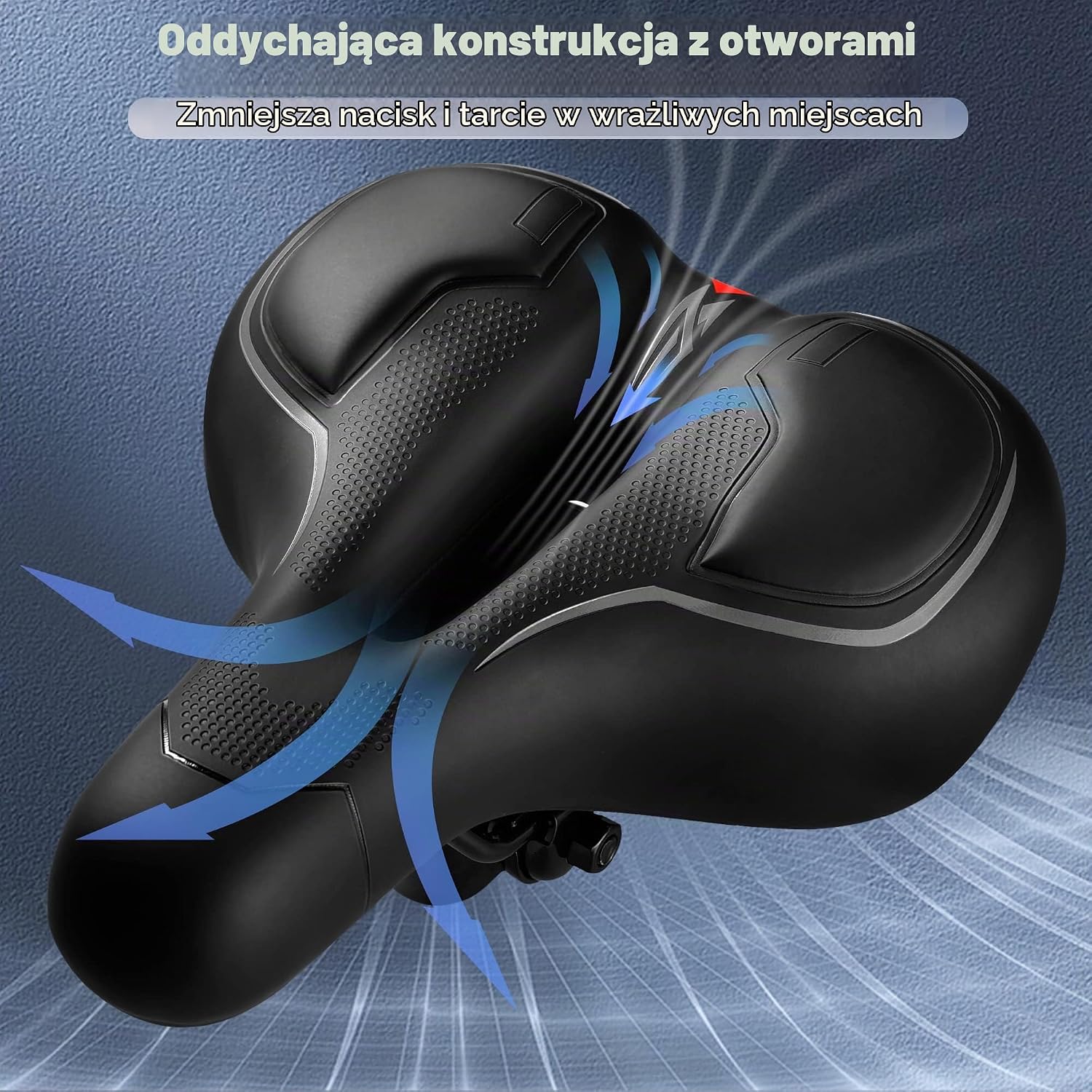 Detalle 1 de IPOW szerokie siodełko rowerowe z pianką memory i podwójną amortyzacją