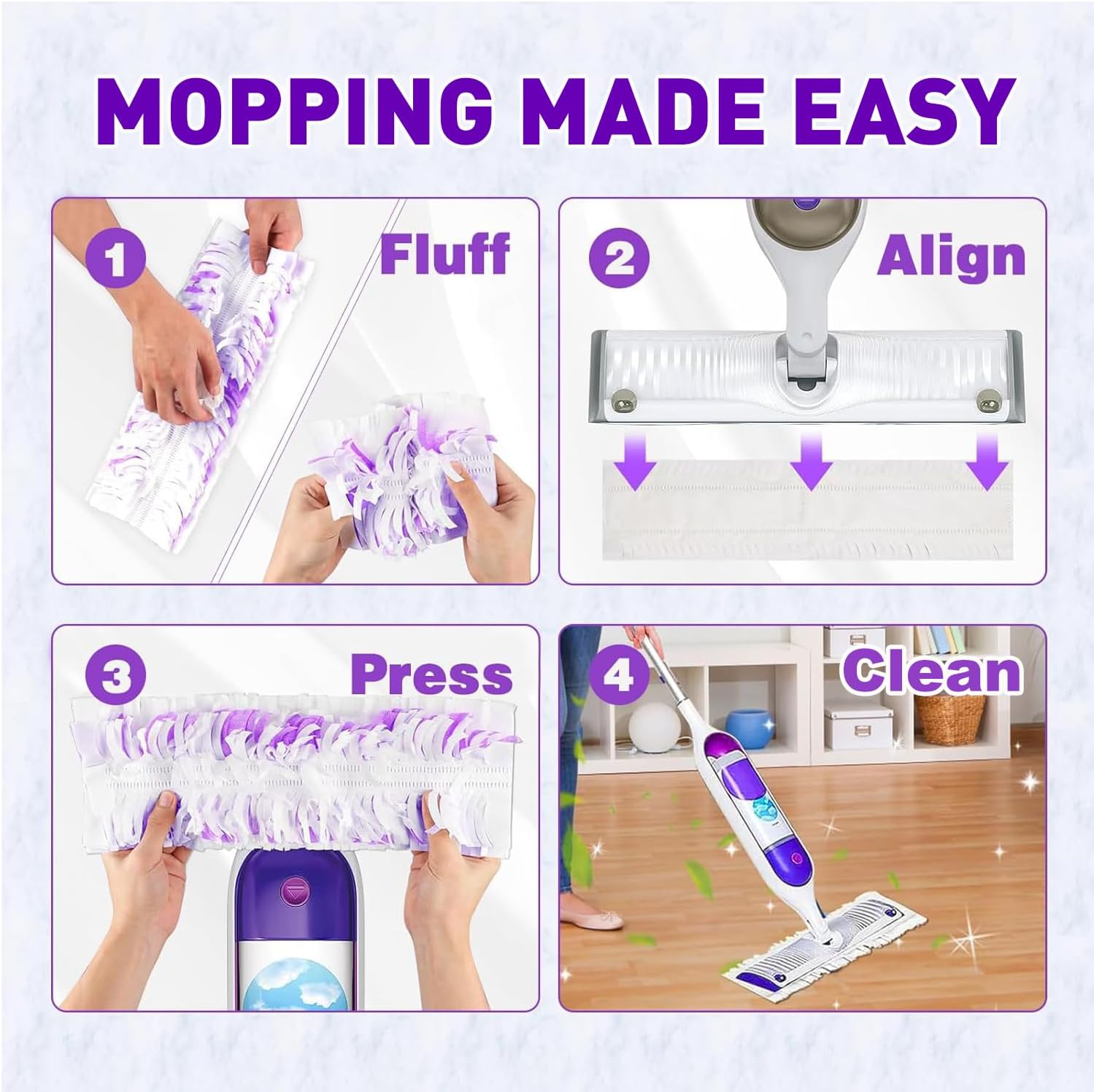 Thumbnail 6 de SVPSNUMSI Disposable Power Mop Pads, 50 Count, 10-Layer Refills