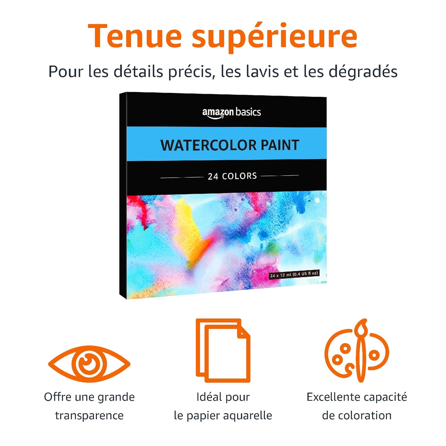 Thumbnail 1 de Amazon Basics Tubes de peinture aquarelle – 24 couleurs, 12 ml chacun, boîte cadeau