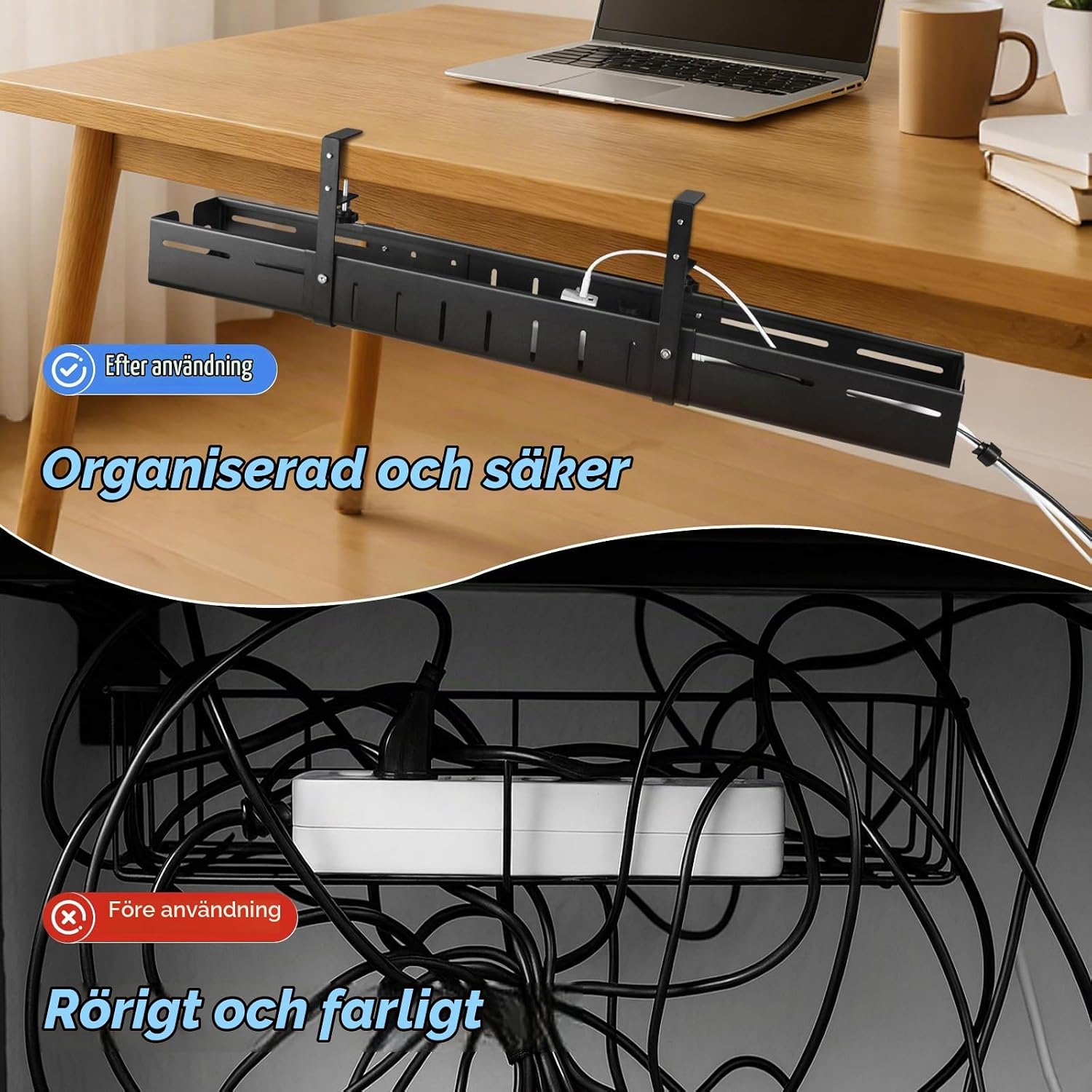 Thumbnail 2 de KUOGAS justerbar kabelränna för skrivbord i kolstål, 64–98 cm